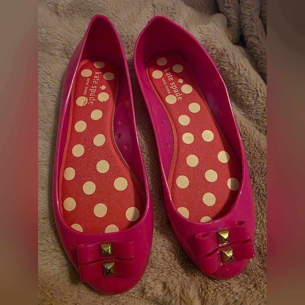 Kate Spade Jelly Flats – Hot Pink Bow Stud, Size 9